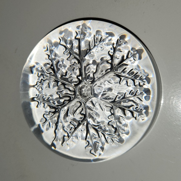 Final Price/ Vintage Clear Glass Debossed Snowflake Paperweight GUC - Picture 4 of 4